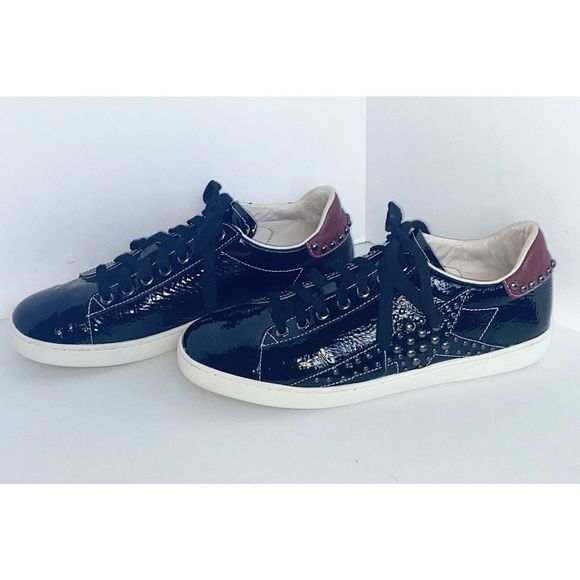 Lola Cruz Shoes - Lola Cruz Embellished Star Sneaker Black Patent Leather Studded Size 9 US 40 EUR